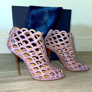 Sergio Rossi Scalloped Lavender Peep Toe Booties